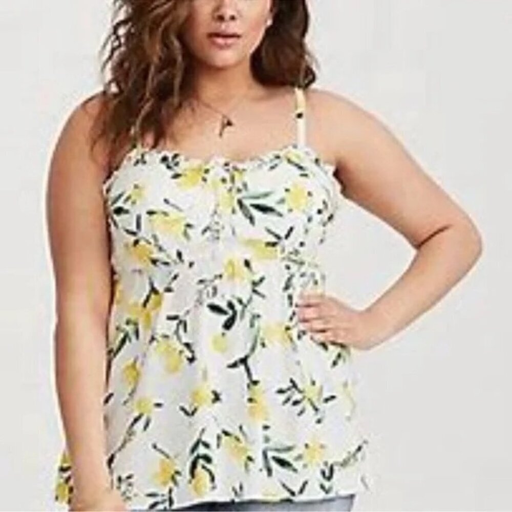 Torrid Summer Tank Top Lemon Print Novelty Adjustable Straps Women's 4X